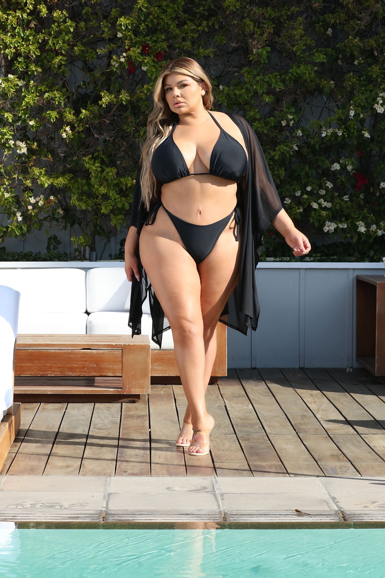 Maui Mix & Match Mesh Cover-Up Kimono  Black | Lightweight Women's Beach Cover-Up