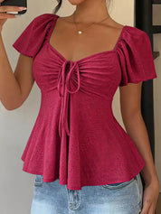 Sweetheart Neckline Blouse – Black Colorway – Chaotic Fashion