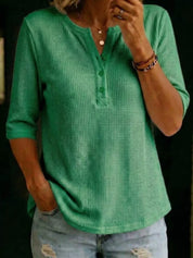 Waffle Knit Henley – Green Colorway – Chaotic Fashion