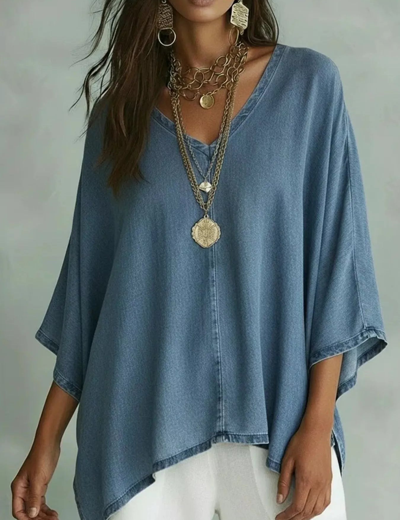 Women's V-Neck Batwing Tee – Dolman Sleeve Top – Chaotic Fashion