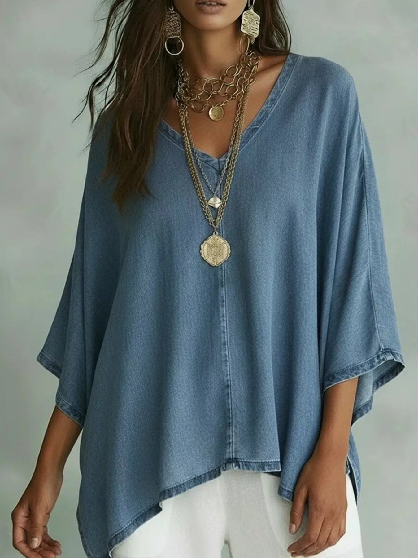 Women's V-Neck Batwing Tee – Dolman Sleeve Top – Chaotic Fashion