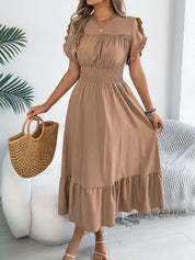 Women's midi dress, round neck