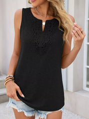 Sleeveless Lace Top – Turquoise Summer Style – Chaotic Fashion