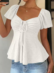 Sweetheart Neck Blouse for Women – White Colorway – Chaotic Fashion
