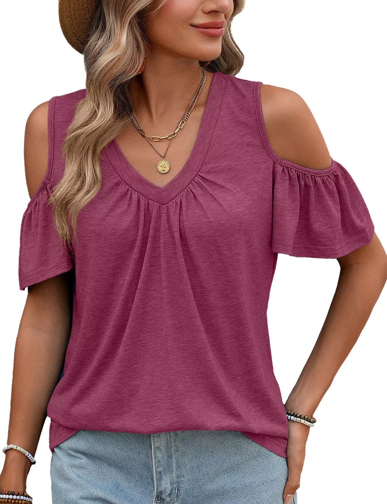 Women's Cold Shoulder Top – Casual Layering Essential – Chaotic Fashion