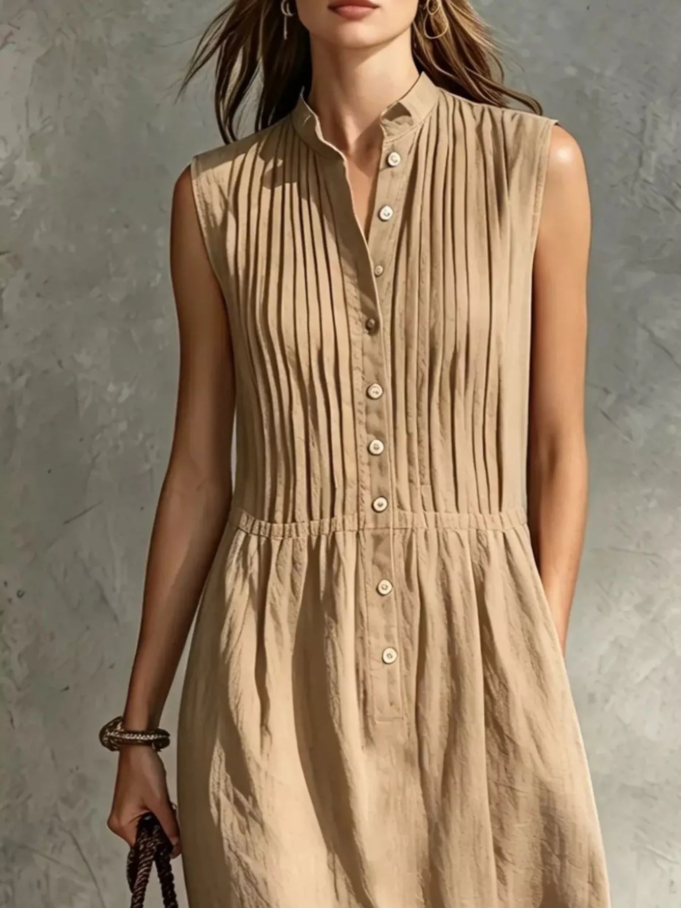 Women's midi dress, sleeveless