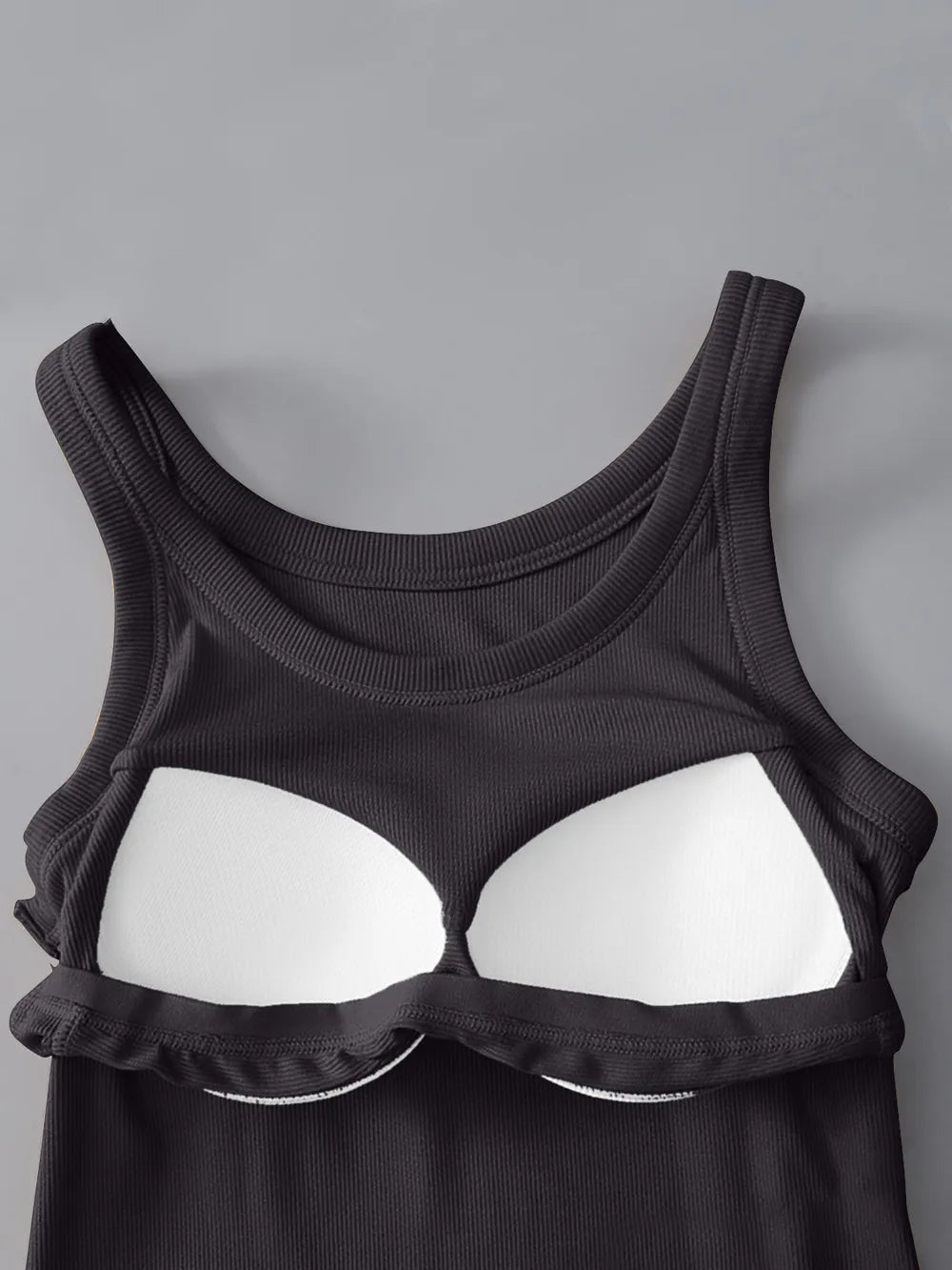 Round Neck Tank Top for Women – Shelf Bra in Mustard – Chaotic Fashion