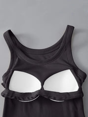 Round Neck Tank Top for Women – Shelf Bra in Mustard – Chaotic Fashion