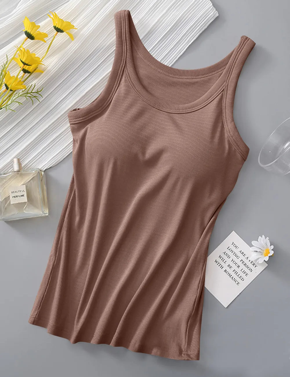 Womens Layering Tank – Black Built-In Bra – Chaotic Fashion