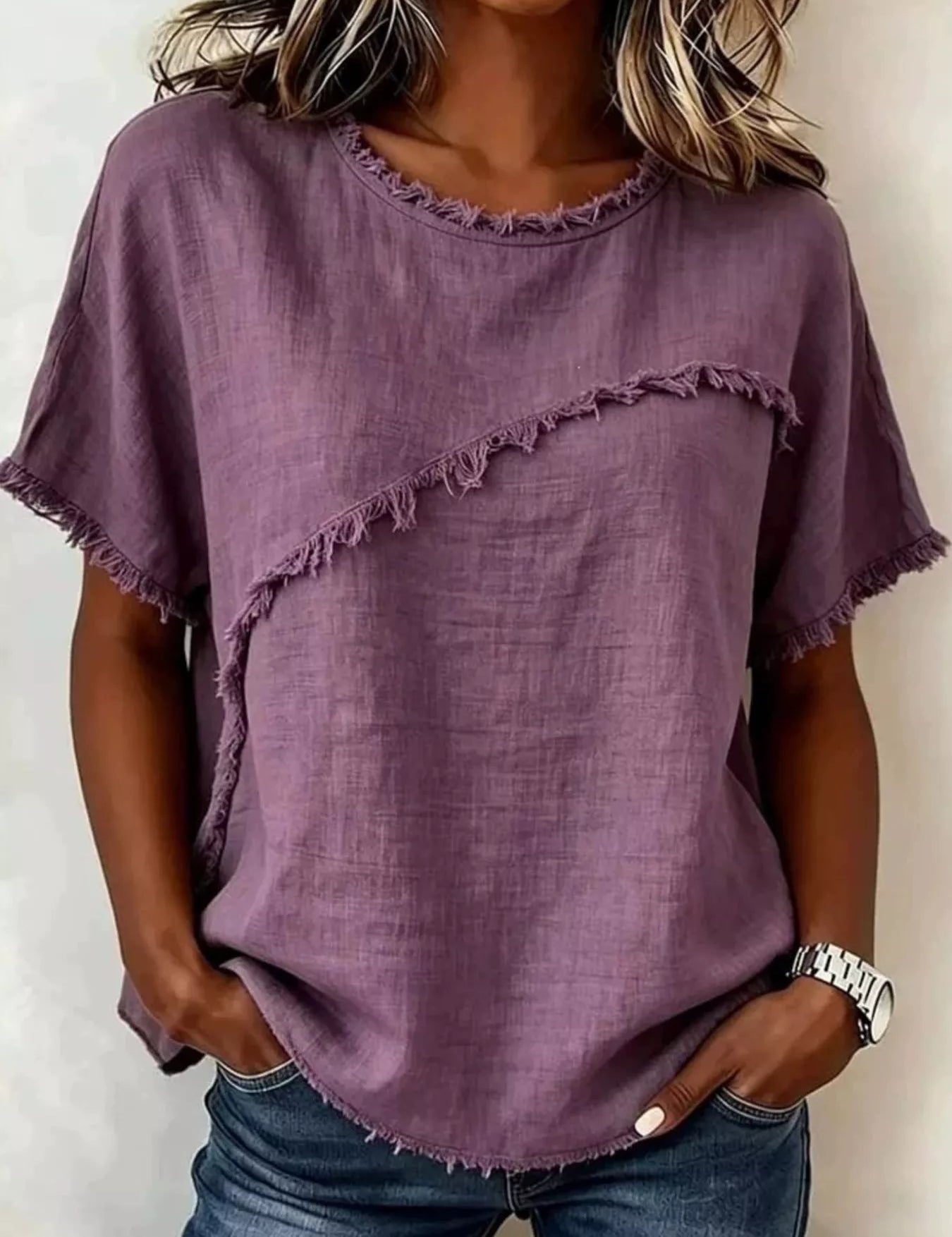 Relaxed Short Sleeve Top – White Boho Detail – Chaotic Fashion