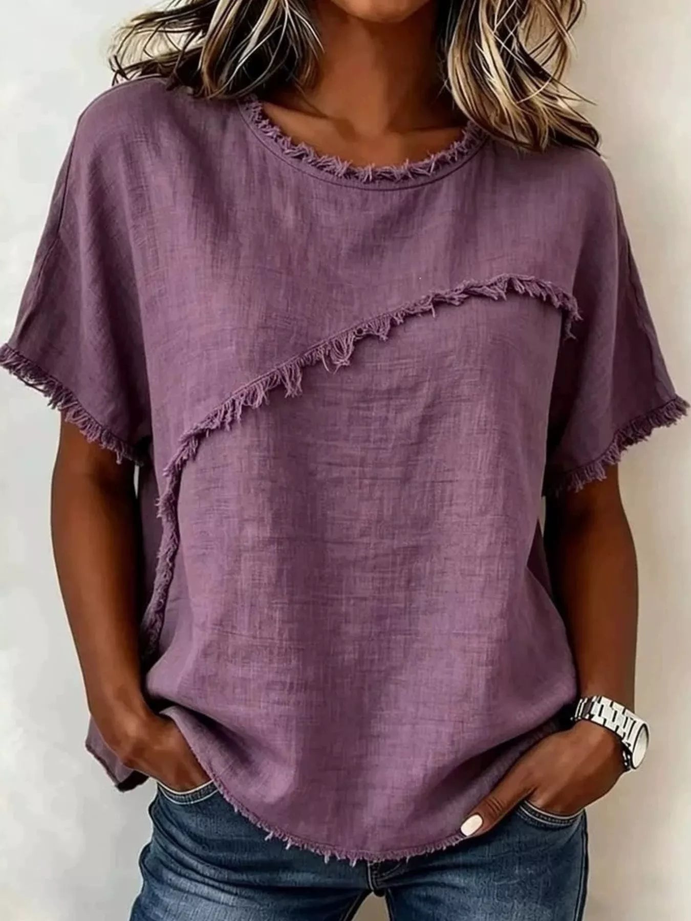 Relaxed Short Sleeve Top – White Boho Detail – Chaotic Fashion