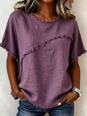 Relaxed Short Sleeve Top – White Boho Detail – Chaotic Fashion