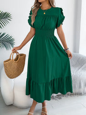 Women's midi dress, round neck