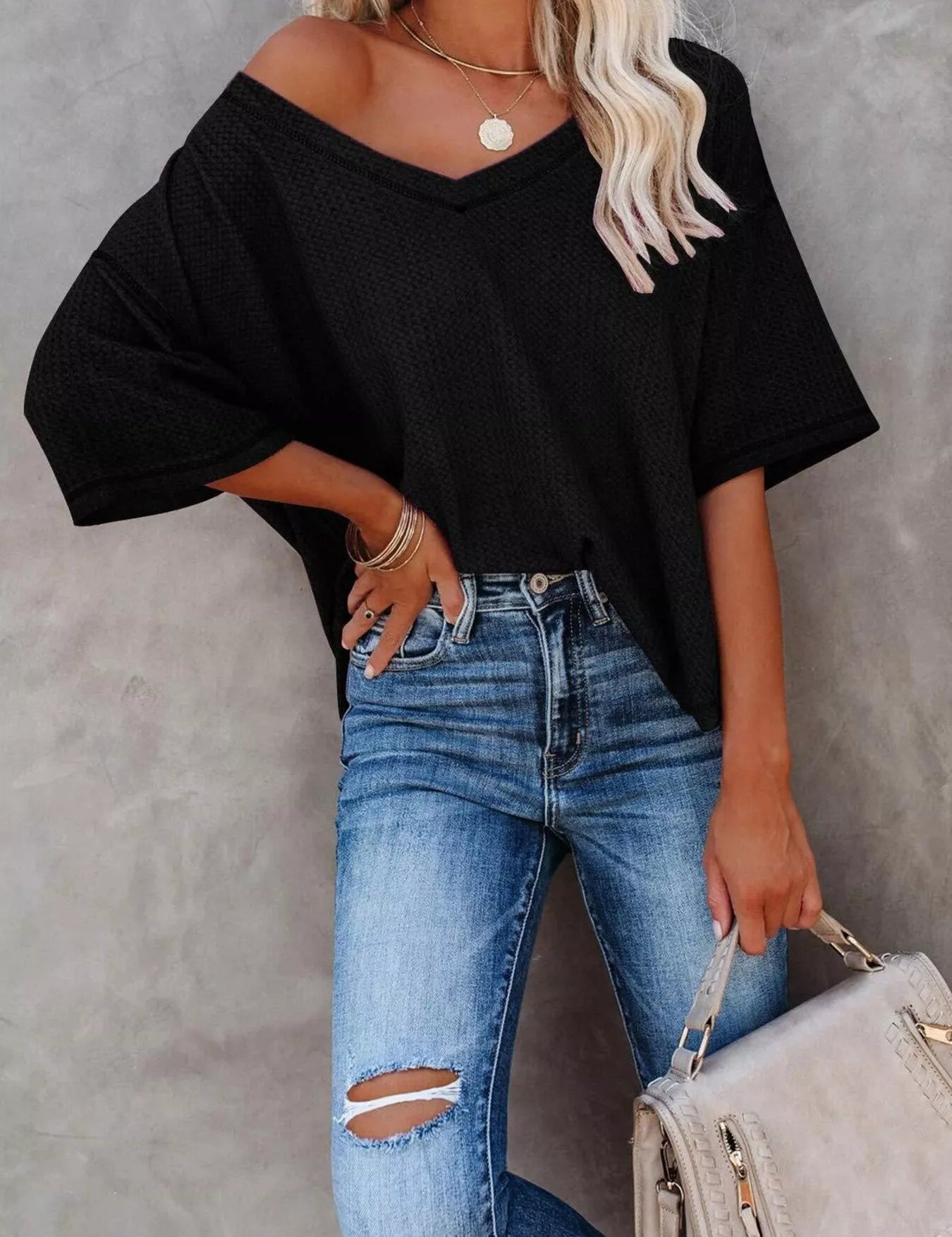 Women's t-shirt, v-neck, short sleeve