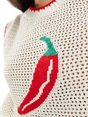 Crochet Tank Top for Women – Beige Open Knit – Chaotic Fashion