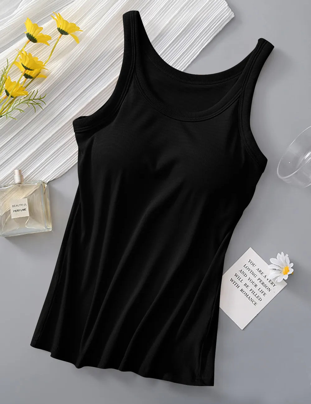Round Neck Shelf Bra Tank – Mustard Everyday Style – Chaotic Fashion