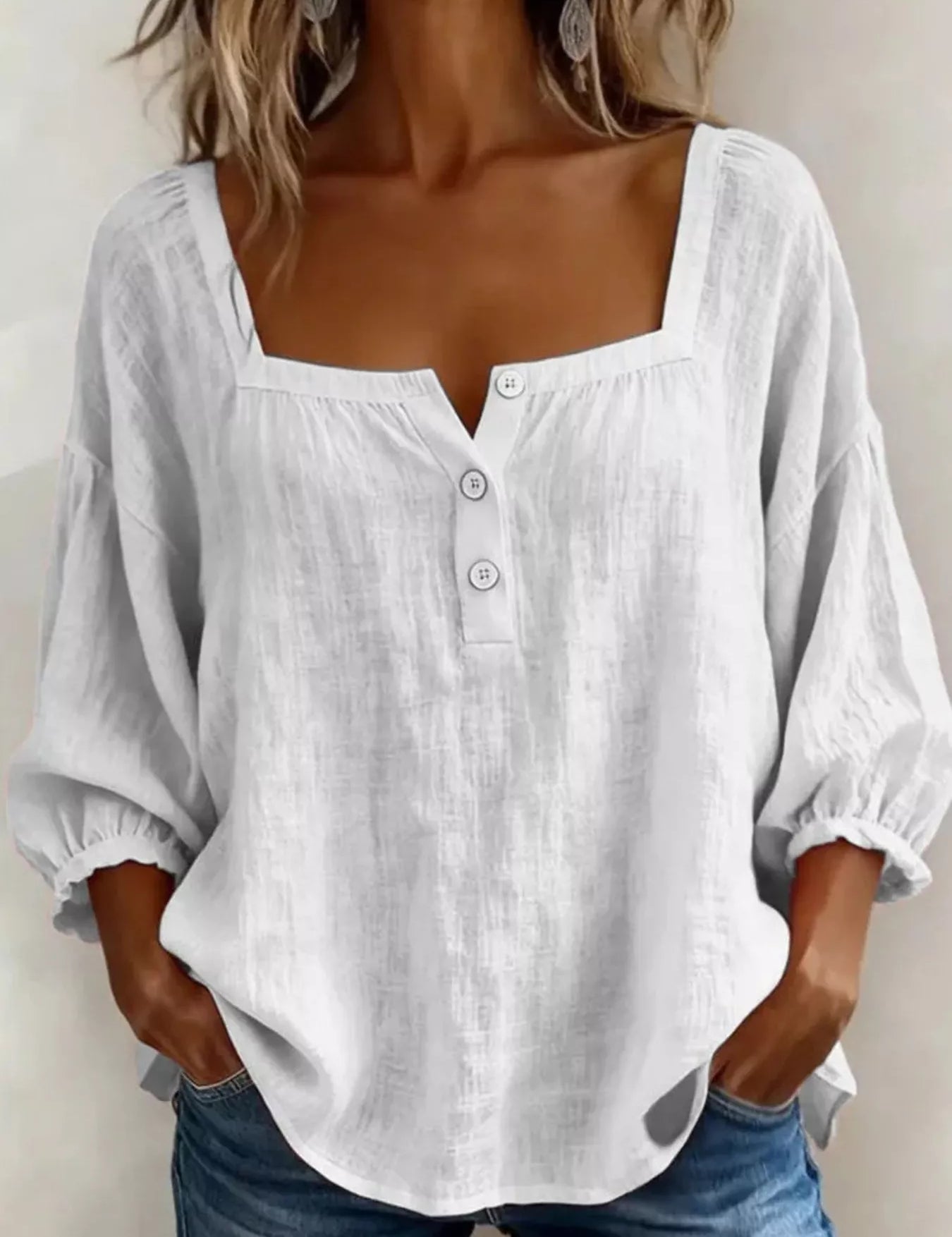 Women's blouse, square neck