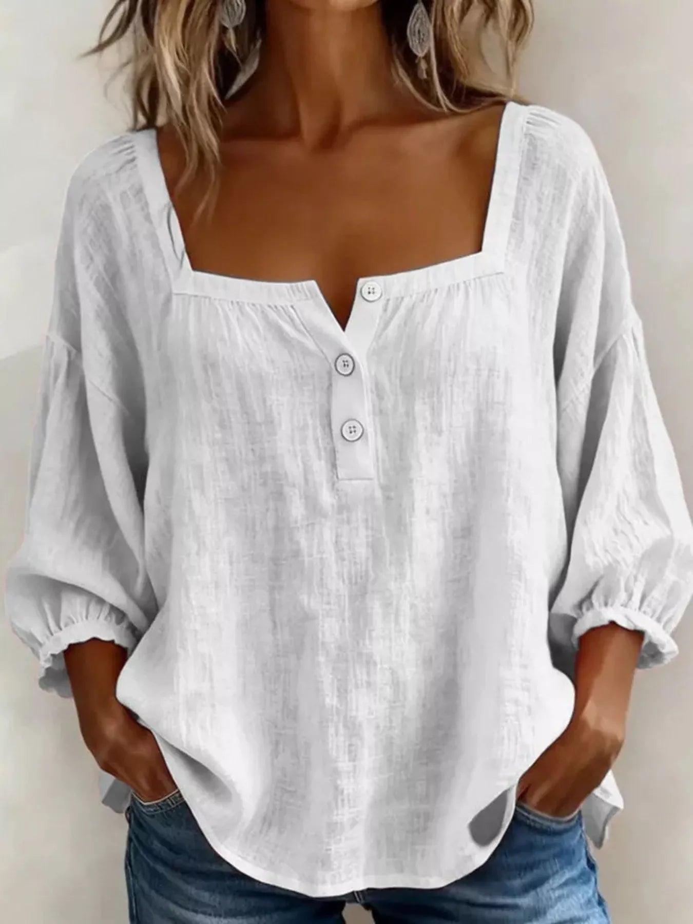 Women's blouse, square neck