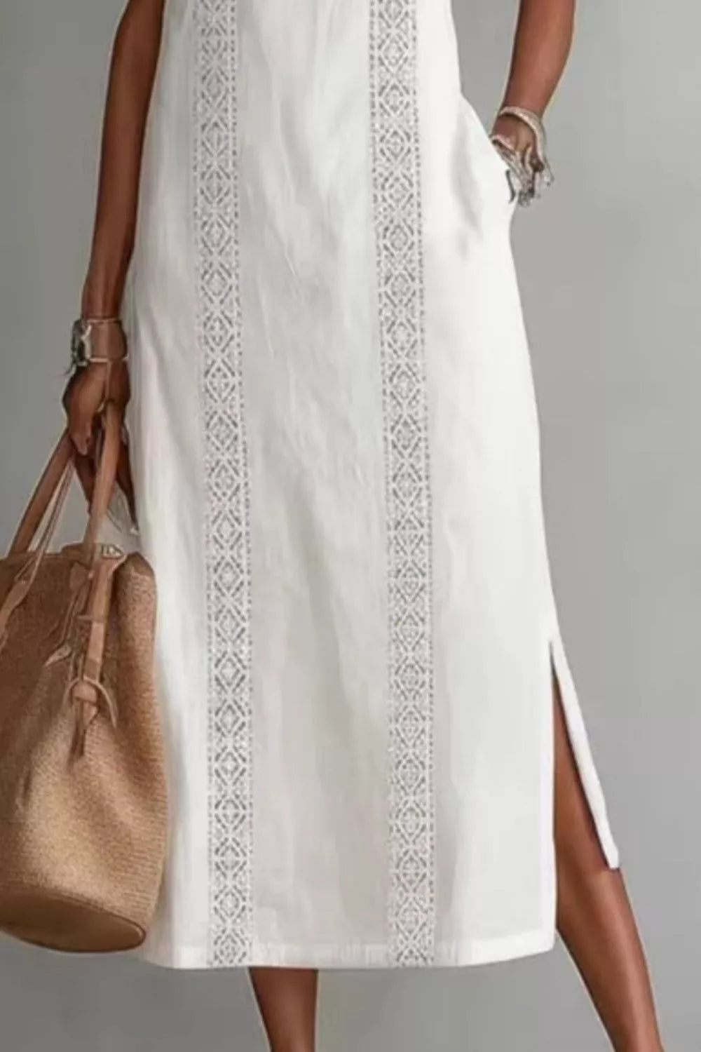 Sleeveless Maxi Dress – Side Slit in Gold – Chaotic Fashion