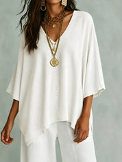 V-Neck Batwing Top – Camel Colorway – Chaotic Fashion