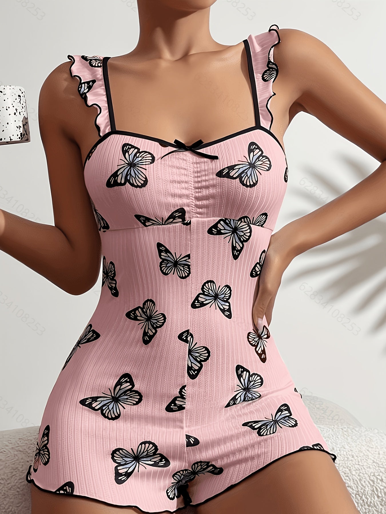 Butterfly Print Women's Sleepwear Romper