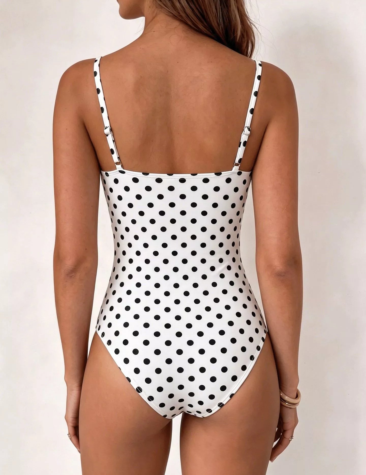 Women's polka dot bodysuit, cowl neck