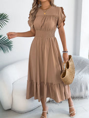 Women's midi dress, round neck
