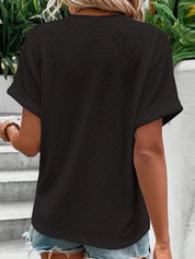 Tailored Short Sleeve Blouse – Clean Notch Neckline – Chaotic Fashion