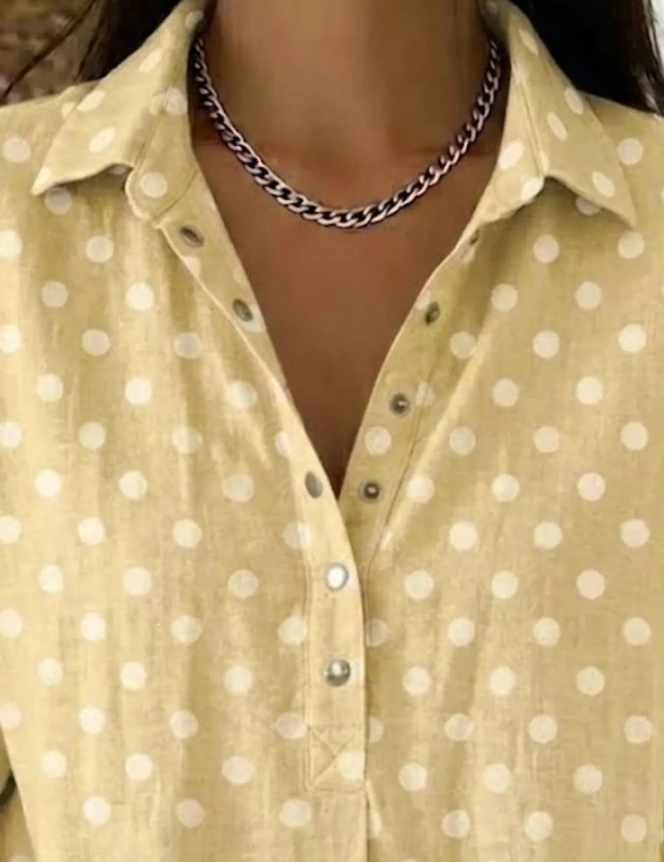 Polka Dot Shirt for Women – Matcha Color Retro Look – Chaotic Fashion