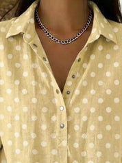 Polka Dot Shirt for Women – Matcha Color Retro Look – Chaotic Fashion