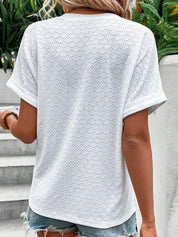 Notched Neck Blouse for Women – White Colorway – Chaotic Fashion