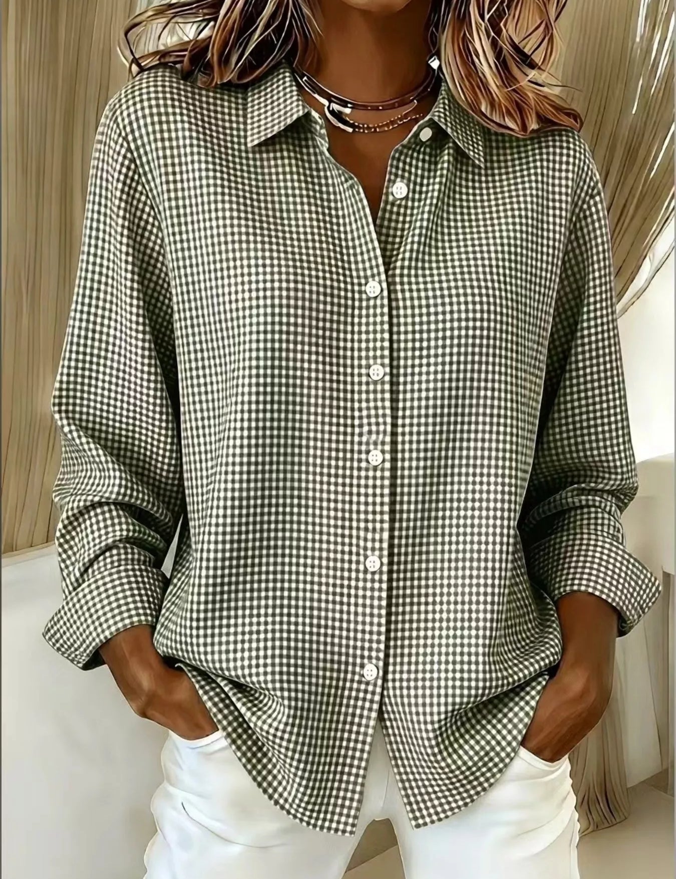 Women's plaid shirt, long sleeve