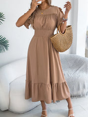 Women's midi dress, round neck
