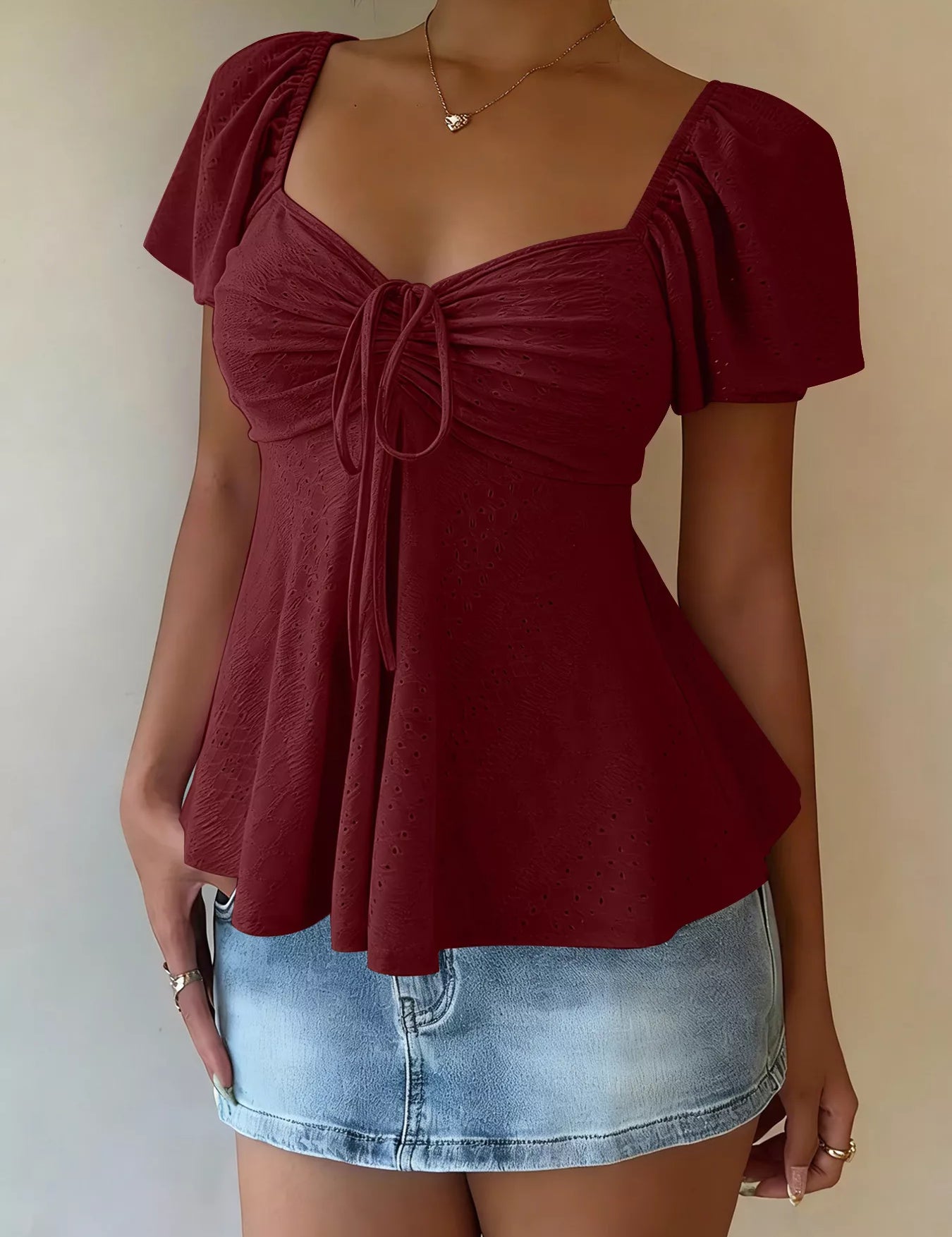 Sweetheart Neckline Summer Top – Feminine Detail – Chaotic Fashion