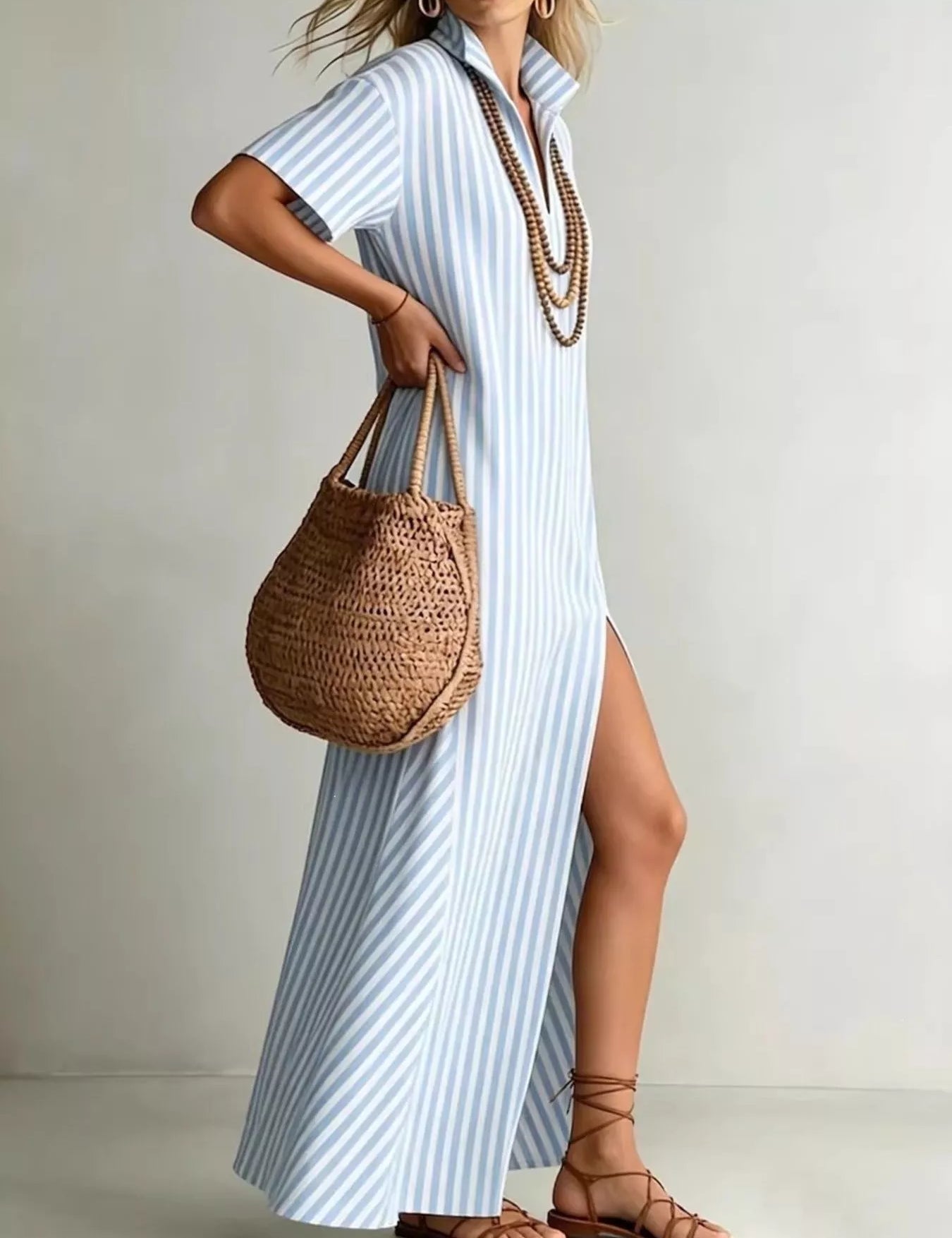Striped Maxi Dress for Women – Plus Size in Green – Chaotic Fashion