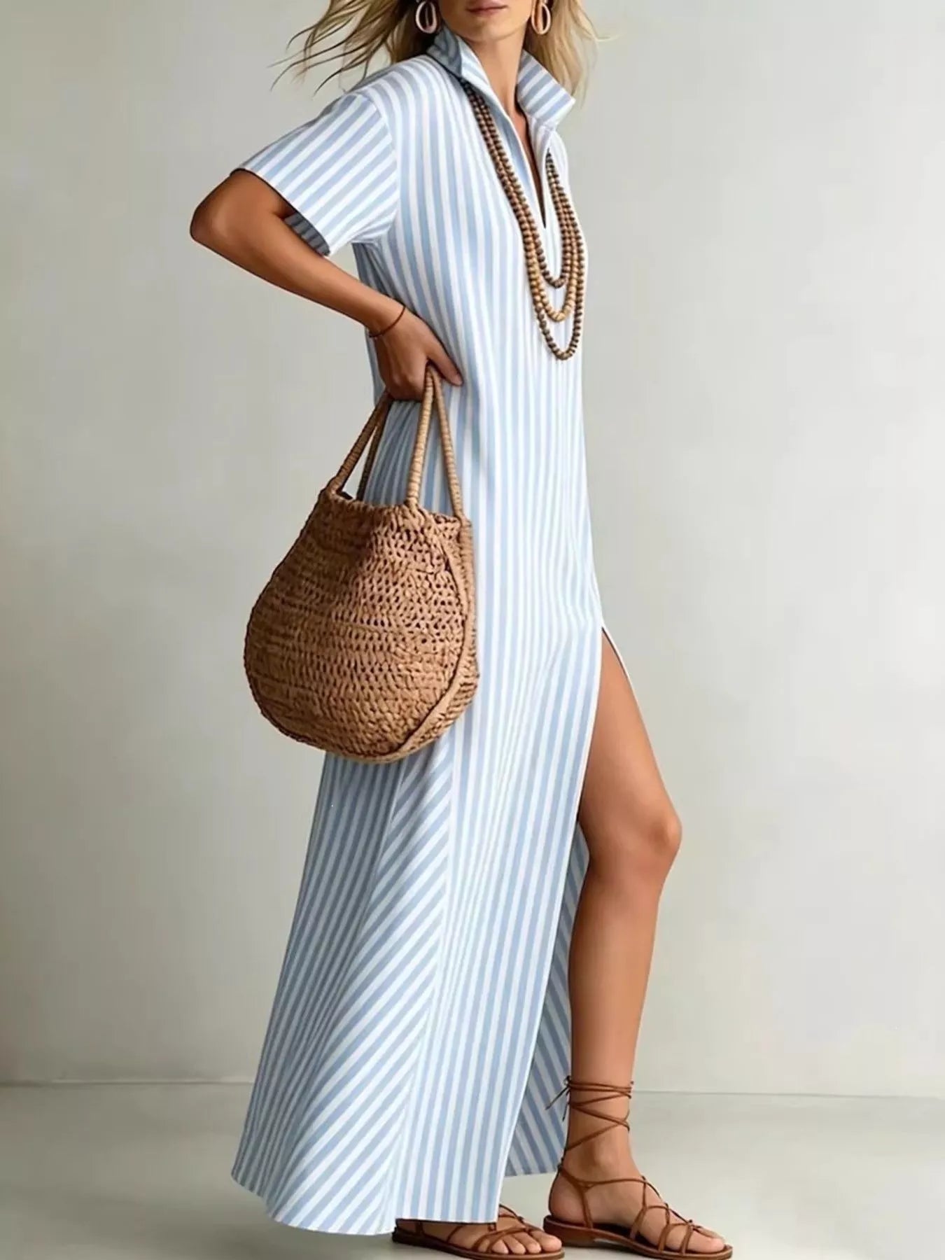 Striped Maxi Dress for Women – Plus Size in Green – Chaotic Fashion