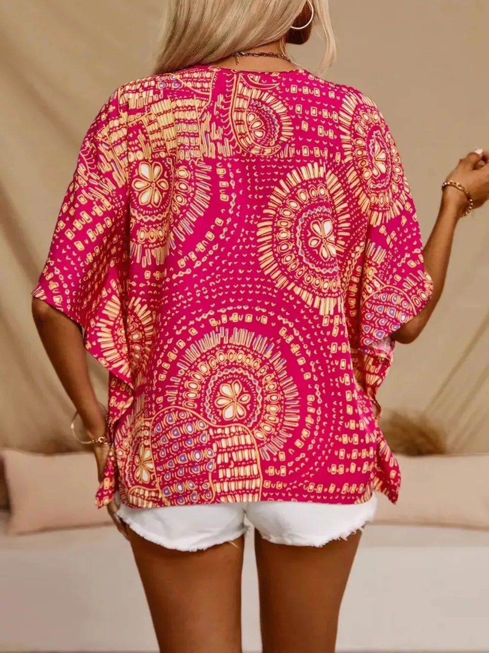 Half Sleeve Top – Soft Print in Green – Chaotic Fashion