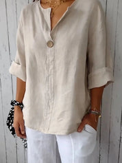 Plus Size Linen Blouse – Relaxed Fit in Green – Chaotic Fashion