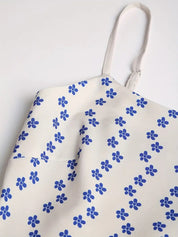 Womens Sardine Print Dress – Royal Blue Midi Cut – Chaotic Fashion
