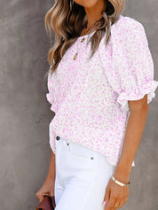 Plus Size Ruffle Blouse – Soft Floral Print – Chaotic Fashion