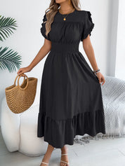 Women's midi dress, round neck