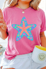 Women's Starfish Graphic Tee – Fun Coastal Print – Chaotic Fashion