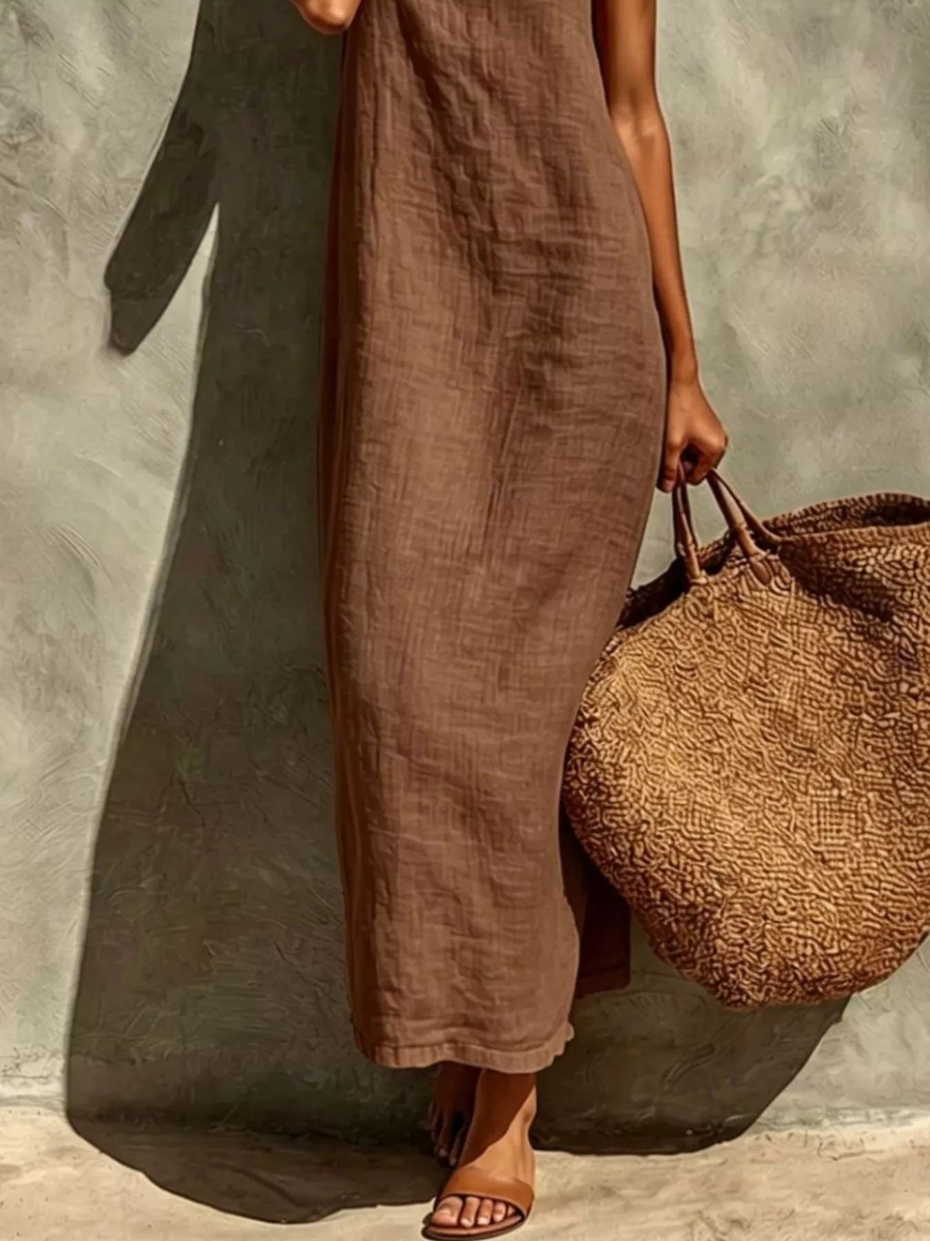Sleeveless Linen Maxi Dress – White Everyday Style – Chaotic Fashion