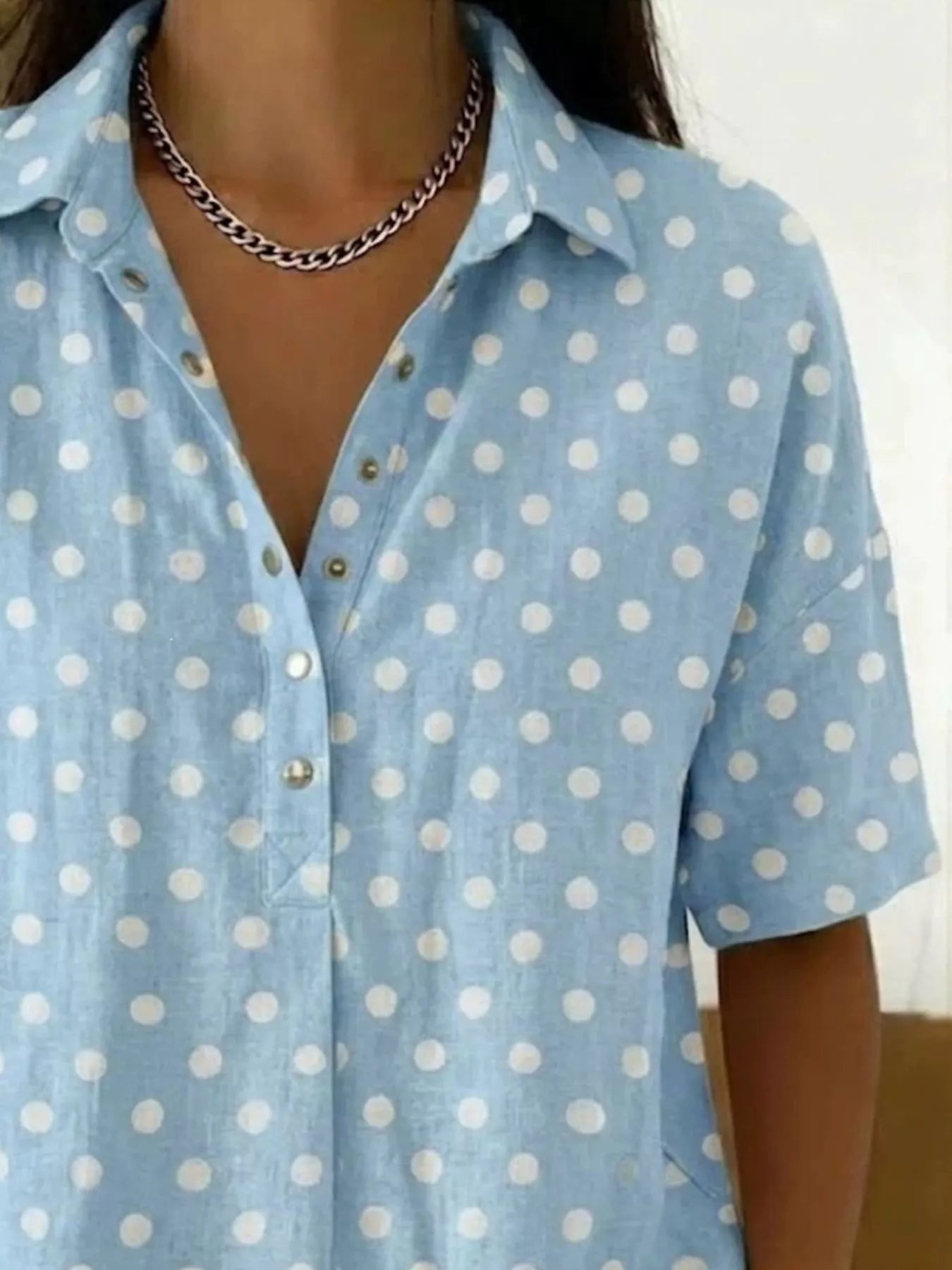 Polka Dot Shirt for Women – Button Front in White – Chaotic Fashion