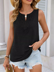 Navy Lace Trim Tank – Ribbed Knit Detail – Chaotic Fashion