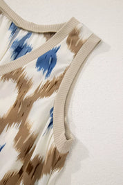 Women's midi dress in abstract print, v-neck sleeveless
