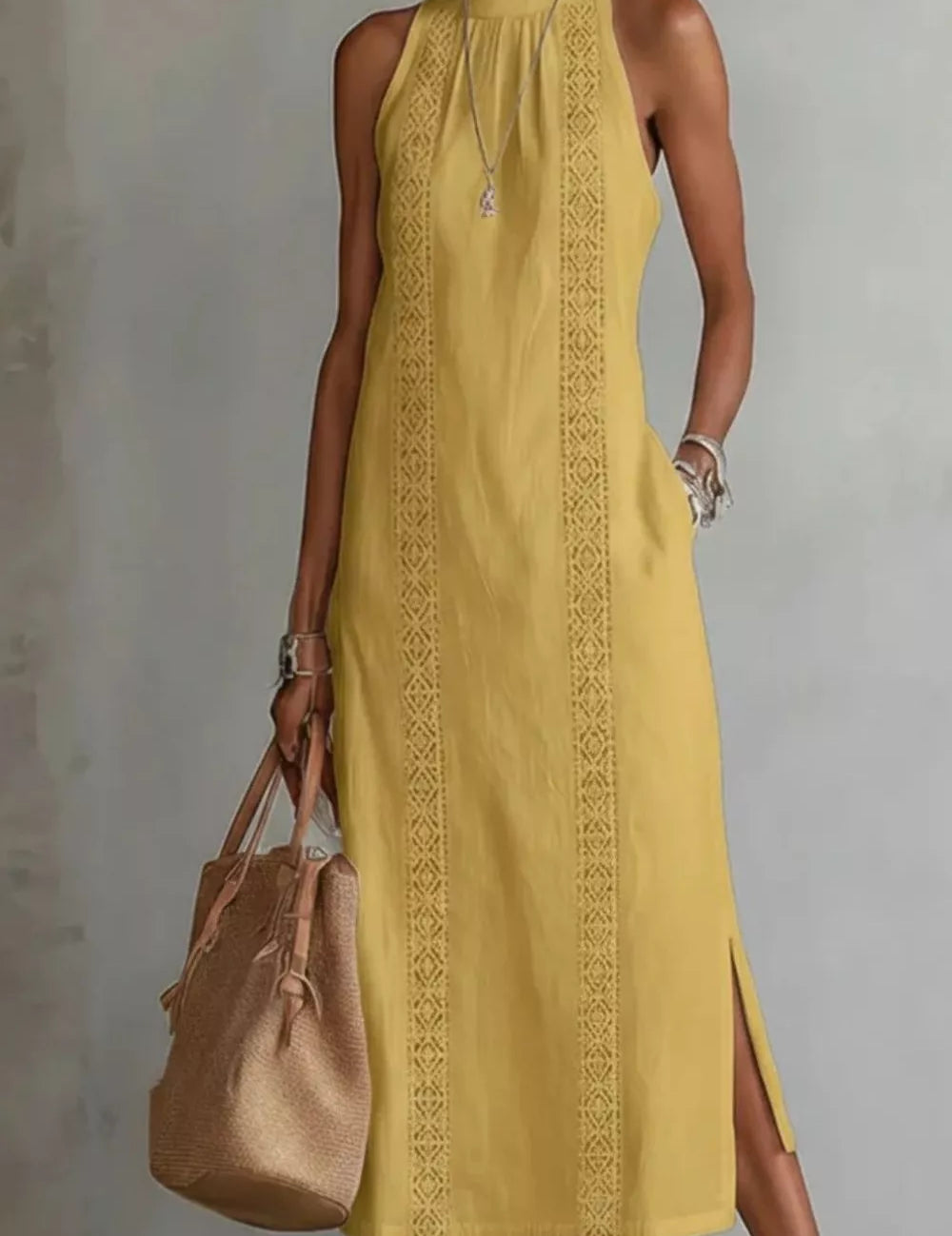 Side Slit Maxi Dress – Sleeveless Style in Lime – Chaotic Fashion