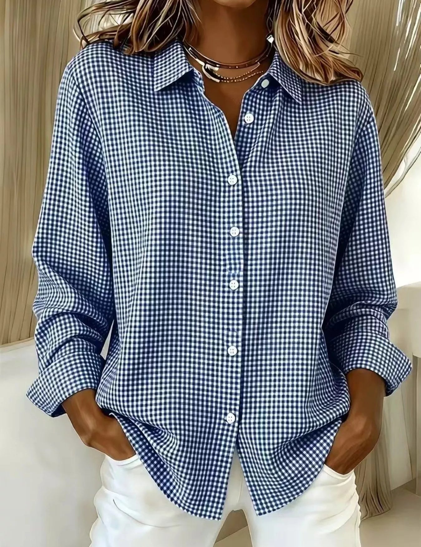 Women's plaid shirt, long sleeve
