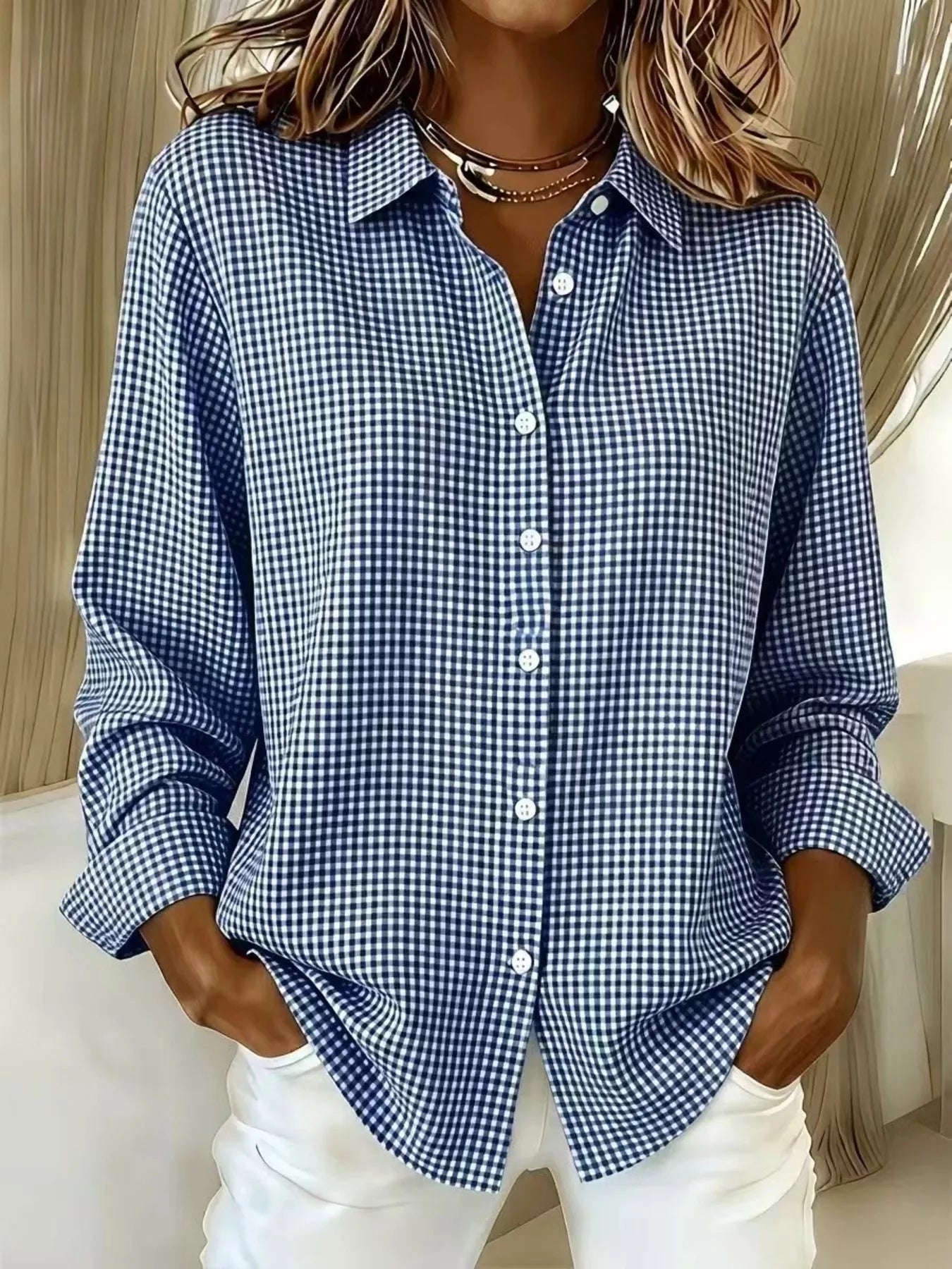 Women's plaid shirt, long sleeve