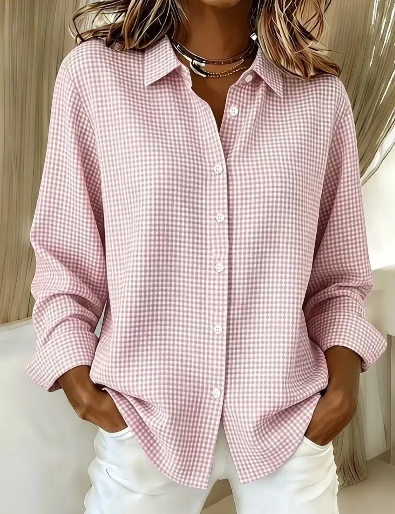 Women's plaid shirt, long sleeve